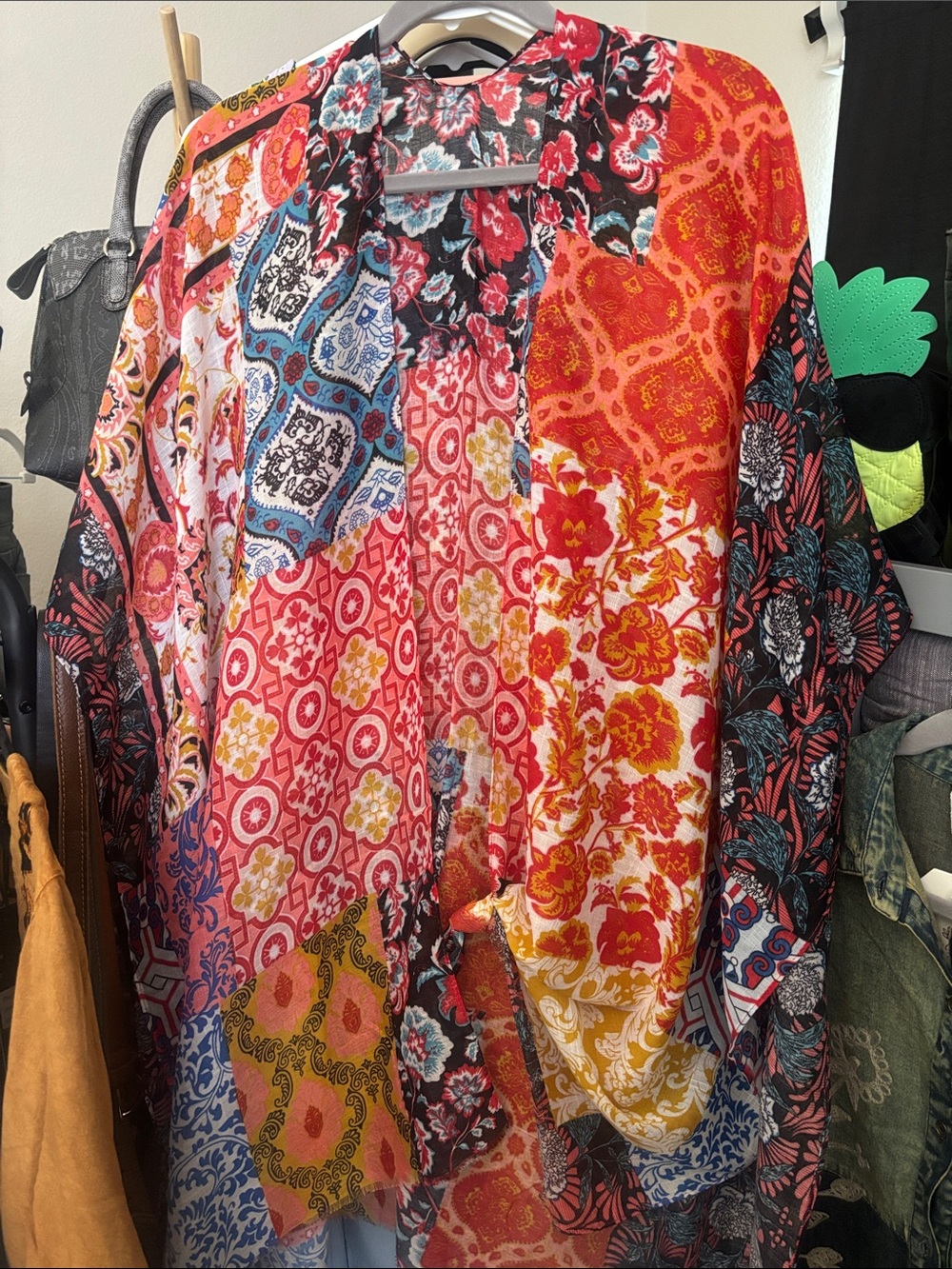 Colorful Patchwork Floral Kimono Cardigan